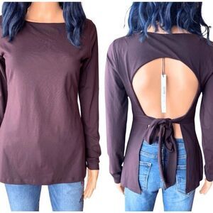 Susana Monaco Tie Back Top M NWT Cabernet Burgundy Long Sleeve Open Back Sexy